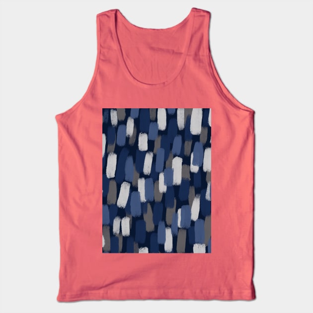 Abstract, Grey and Blue, Paint Brush Effect Tank Top by OneThreeSix